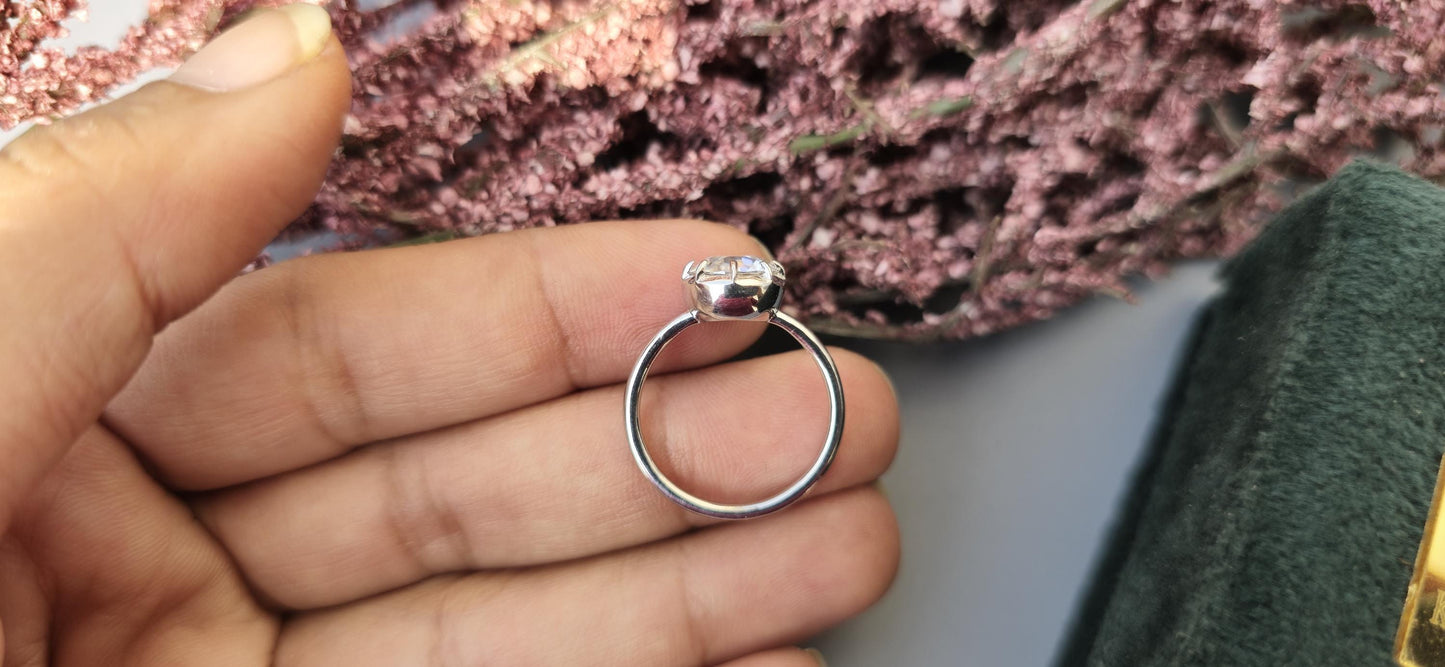 Old European Cut OEC Round Button Back Georgian Cut Down Set Moissanite Solitaire Engagement ring available in 10k,14k,18k,silver,Platinum