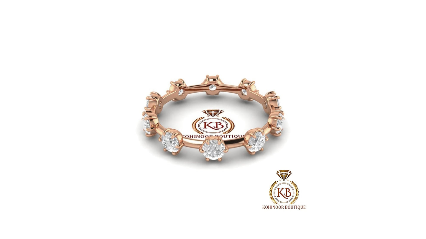 Round Moissanite Eternity band, Anniversary gift, Wedding Band in 18k\14k\10k White\Yellow\Rose Gold