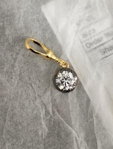 Round Cut Moissanite Pendant, Swivel Clasp Collet set Georgian cut down Button back set Pendant without chain.