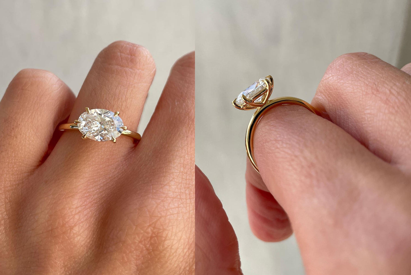 East west set Oval Lab grown diamond ring, Ring for her, Ring for women, Gift for women, Proposal ring, Travel ring