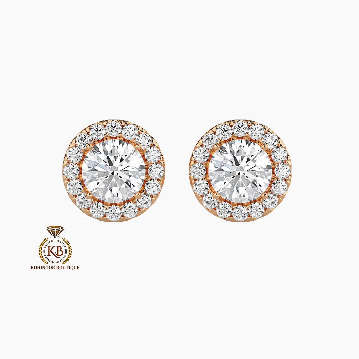 Moissanite Earrings, Halo Moissanite Stud Earrings, Round Moissanite Earrings, Gold Moissanite Earrings, Customized Earrings