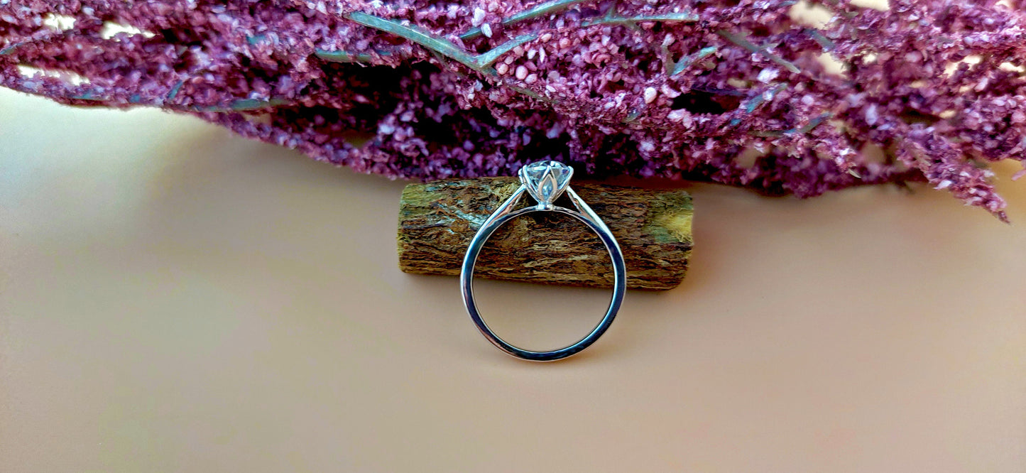 Tulip Lotus Prong Oval Moissanite Solitaire Engagement Ring, flower basket ring, petal prong ring, tulip prong ring, petit oval ring.