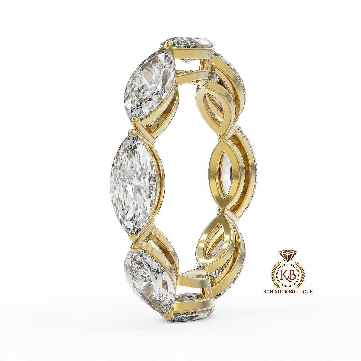 East West Set Marquise Moissanite half\full eternity wedding band, Bridal stackable, Anniversary gift for wife