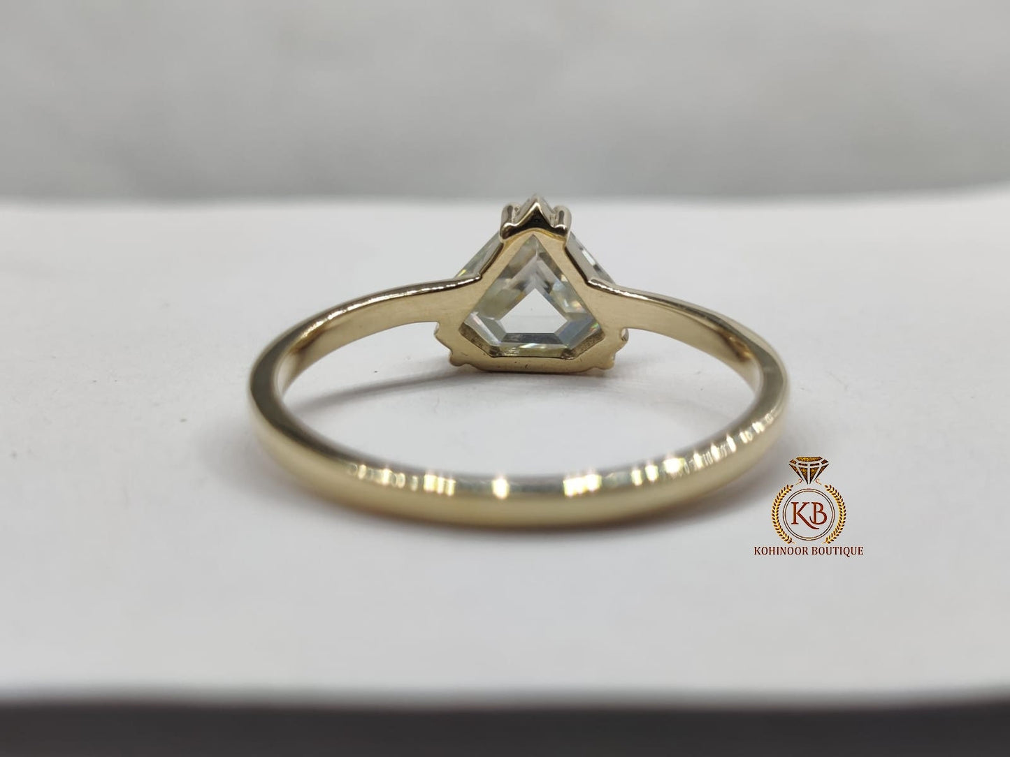 Shield step Cut Pentagon shaped Moissanite Solitaire Engagement ring Wedding ring Statement ring, Right hand ring, Ring for her