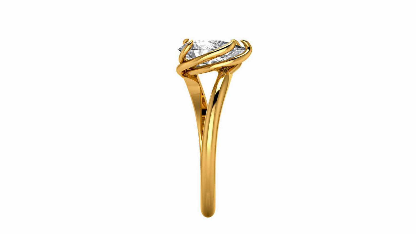 Pear Cut Moissanite Solitaire Engagement Ring, Twisted basket setting, unique set ring, ring for women, ring for her
