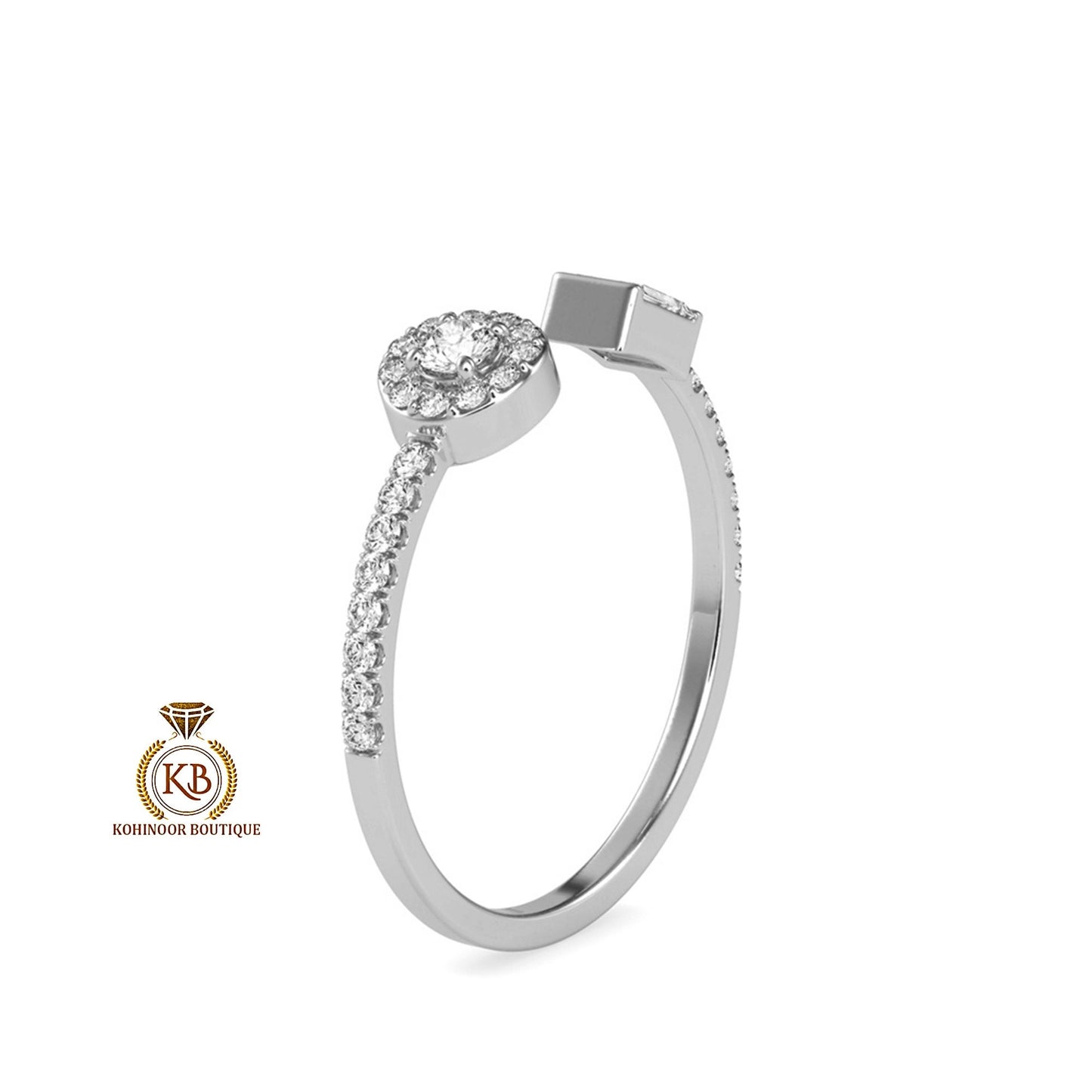 Baguette & Round open end Toi Et Moi Moissanite 2 stone engagement ring, Wedding Band, dainty proposal right hand ring