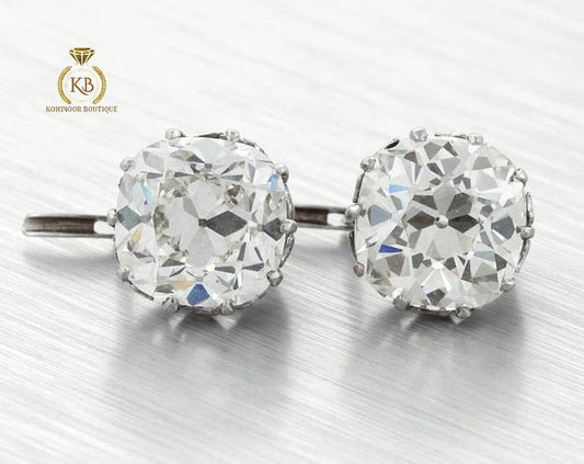 Antique Cushion Old Mine-Cut OMC Moissanite Leaver Back Earrings studs