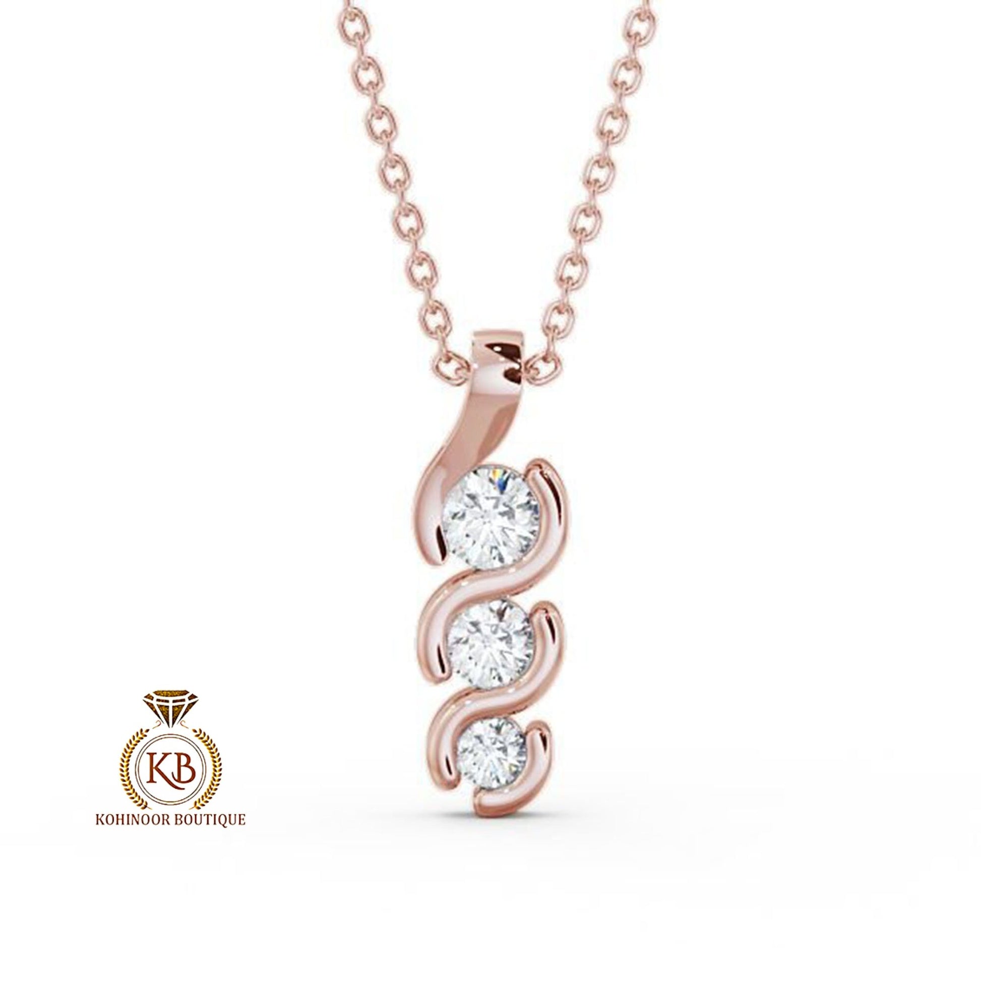 3 Stone Round Moissanite\Natural\Lab diamond Pendant without chain, Wedding Pendant, Anniversary Birthday Gift, Gift for her