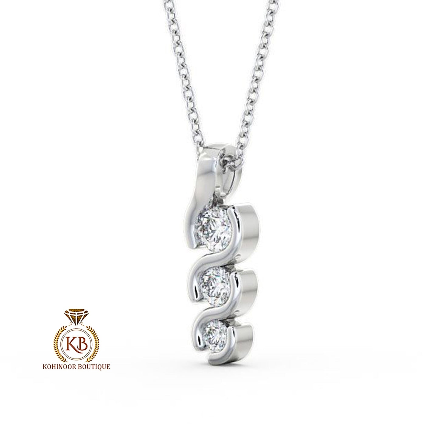 3 Stone Round Moissanite\Natural\Lab diamond Pendant without chain, Wedding Pendant, Anniversary Birthday Gift, Gift for her