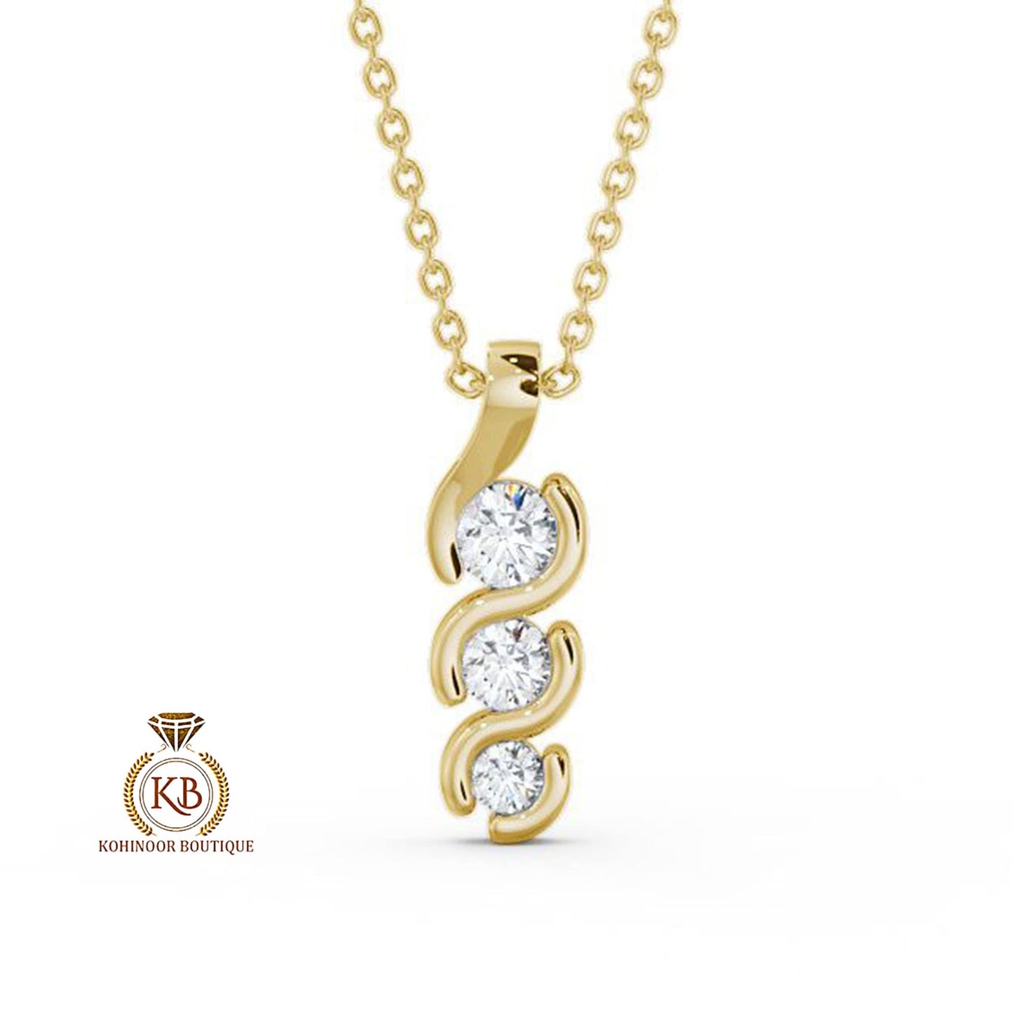 3 Stone Round Moissanite\Natural\Lab diamond Pendant without chain, Wedding Pendant, Anniversary Birthday Gift, Gift for her