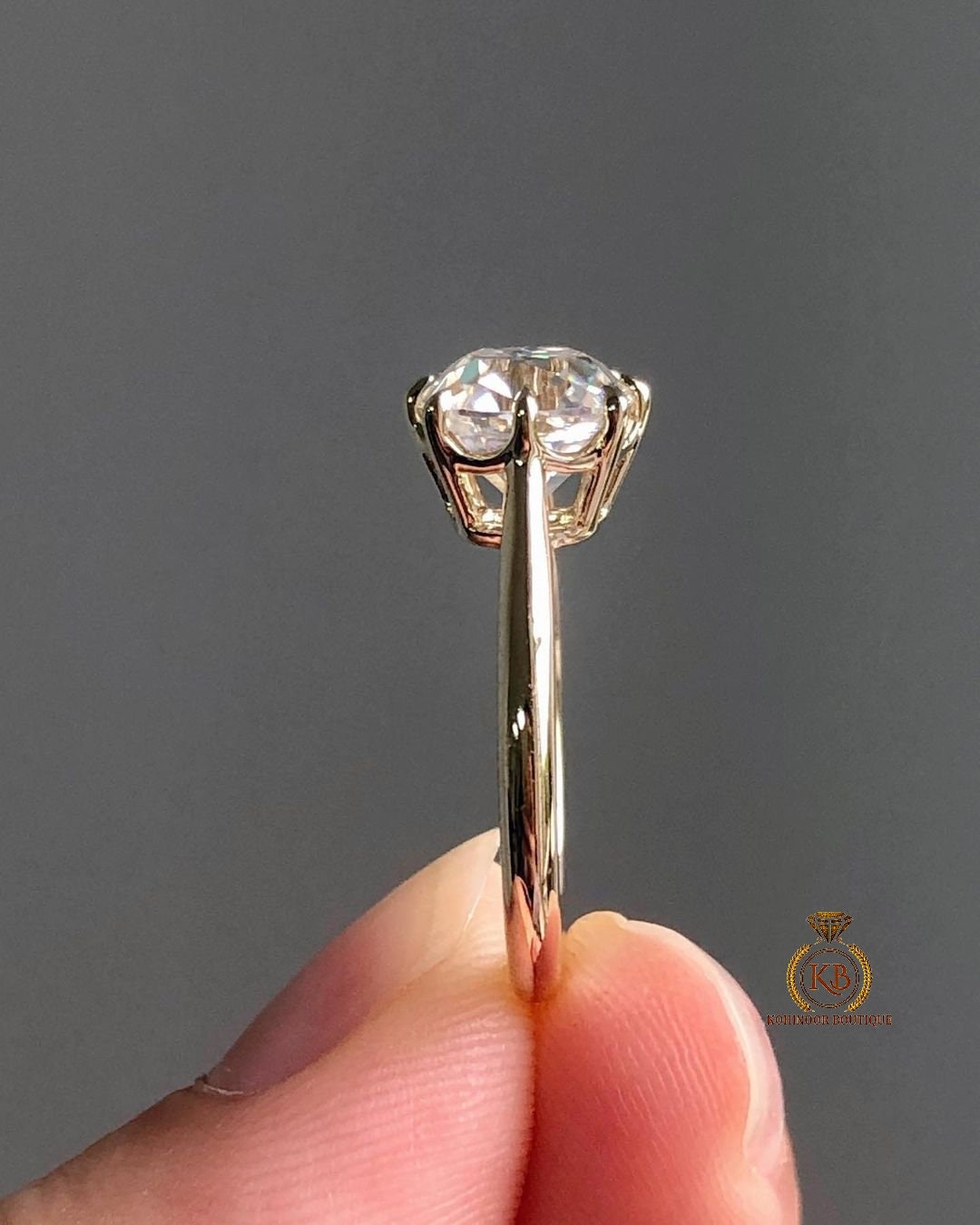 Old Mine Cut OMC Moissanite Solitaire Engagement Ring, Ring, Wedding anniversary Ring in 18k\14k\10k White\Yellow\Rose Gold