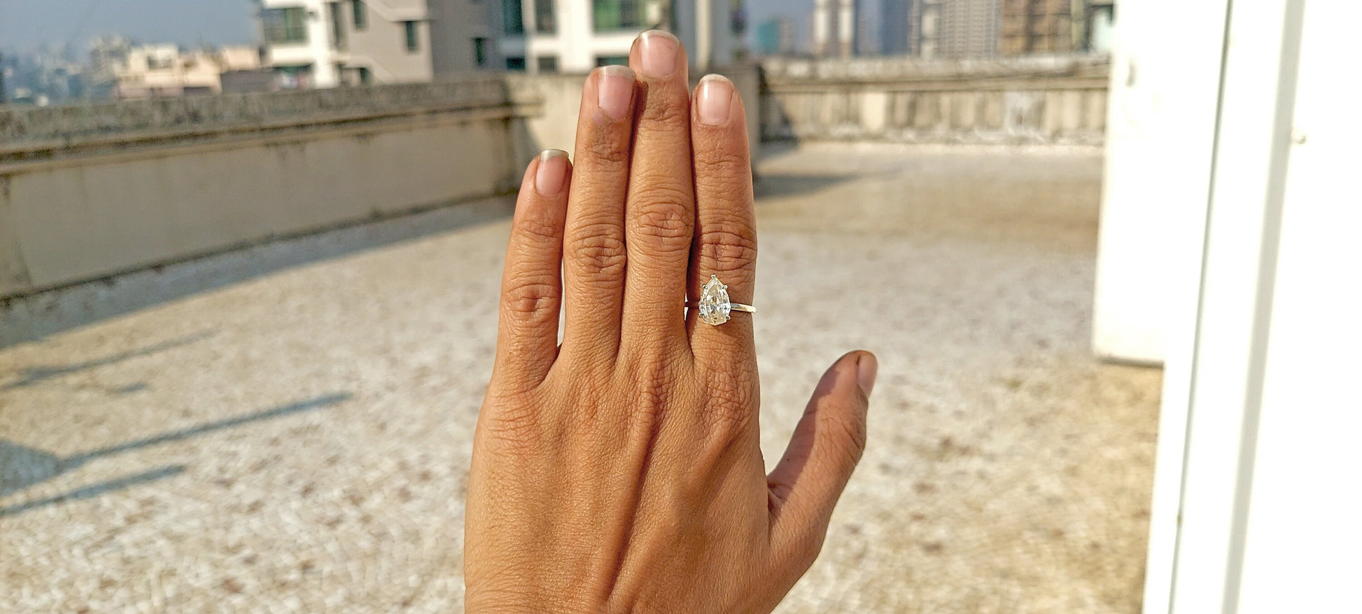 Step Cut Pear Moissanite Solitaire Engagement Ring, Unique moissanite stone, Ring for her, Gift for her, Wedding anniversary gift for wife