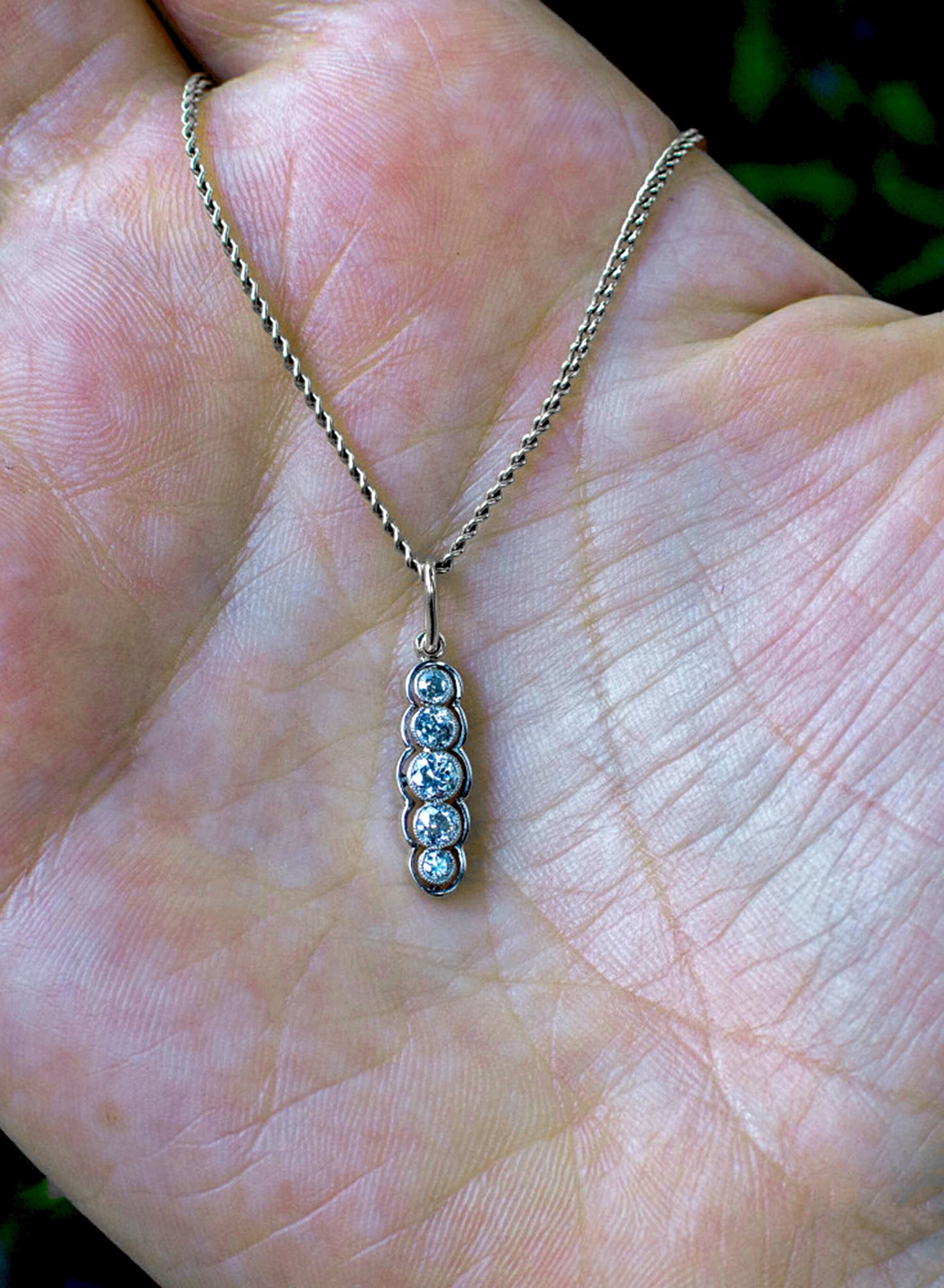 Round 5 Stone Bezel Graduated Line Drop moissanite Pendant, Pendant for girls\women, gift for mother, anniversary gift, birthday gift