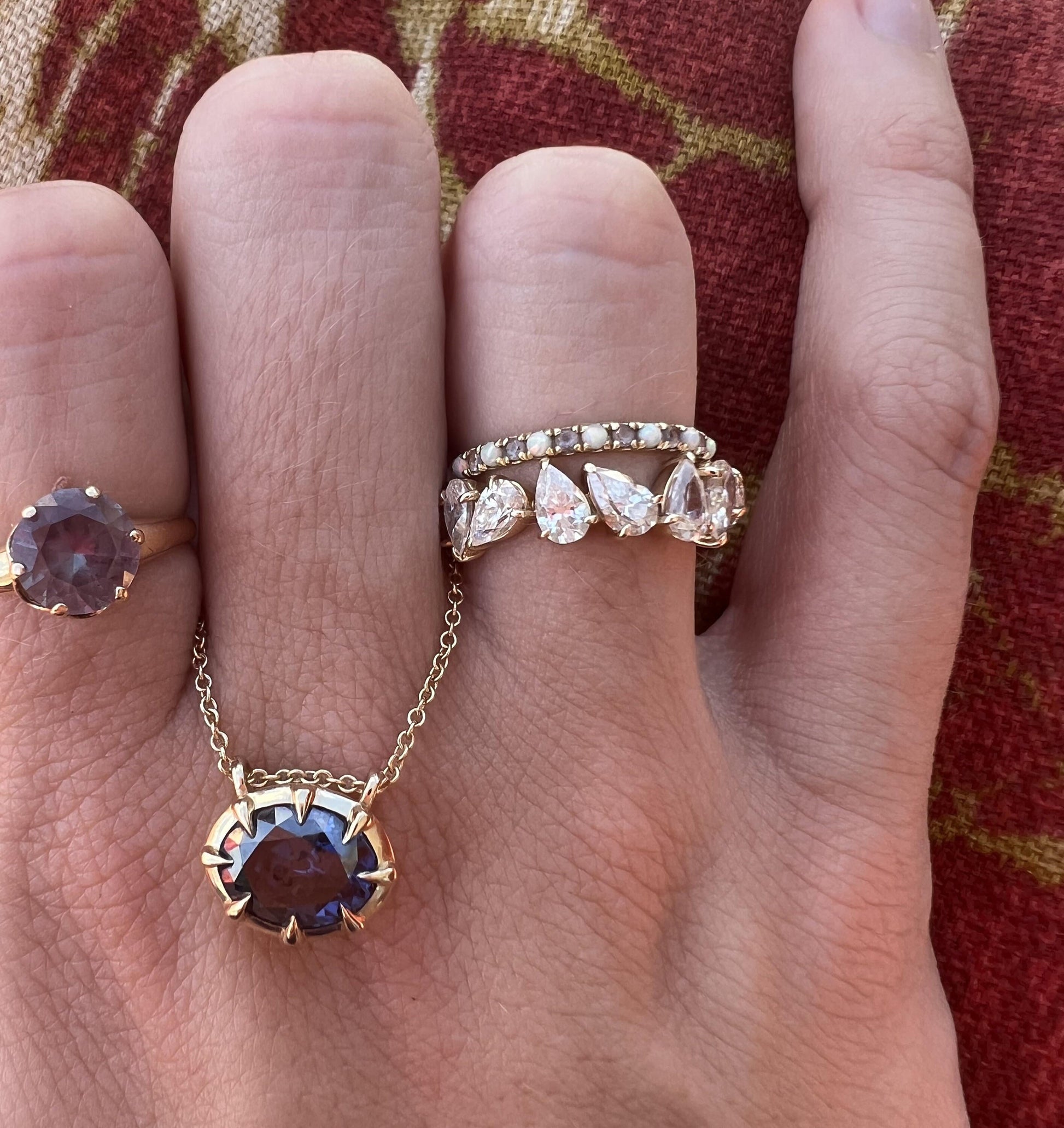 Blue Old Mine Antique Oval Cut Moissanite East West Georgian Style Bezel Set Wedding Pendant, Deep Blue Oval Cut Pendant without chain