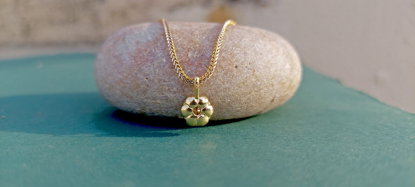 Round Moissanite Scallop Pendant, Vintage Edwardian Antique Pendant without chain, Wedding Pendant, Anniversary Gift