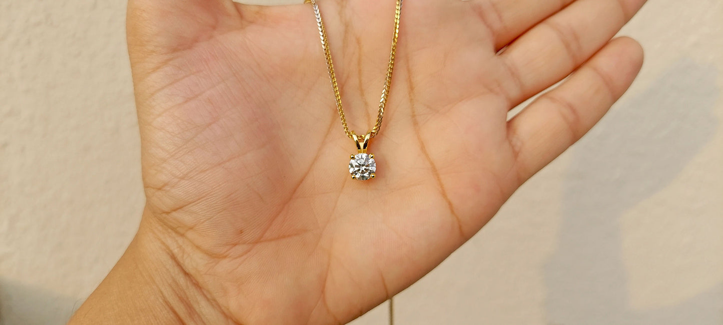 Round Moissanite Solitaire Pendant without chain, Wedding Pendant, Anniversary Gift, Gift for her, Anniversary gift for wife,Gift for mother