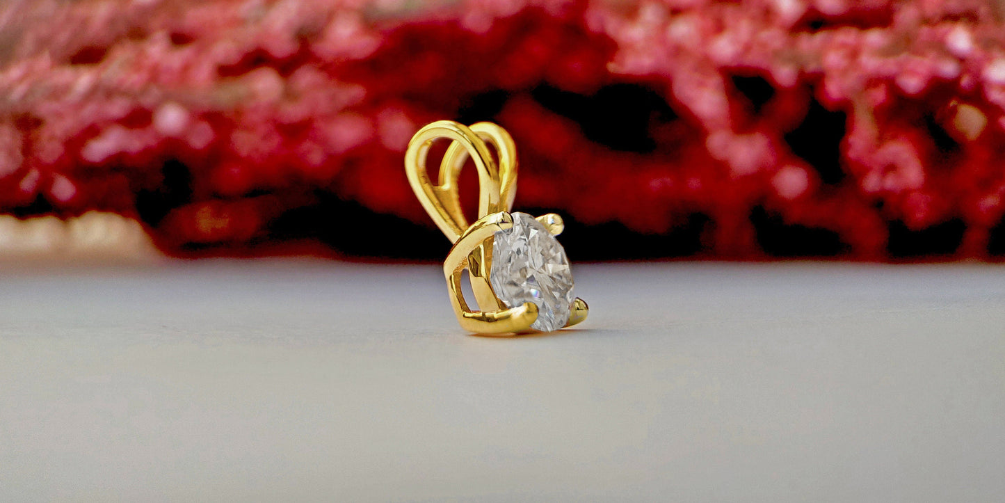 Round Moissanite Solitaire Pendant without chain, Wedding Pendant, Anniversary Gift, Gift for her, Anniversary gift for wife,Gift for mother