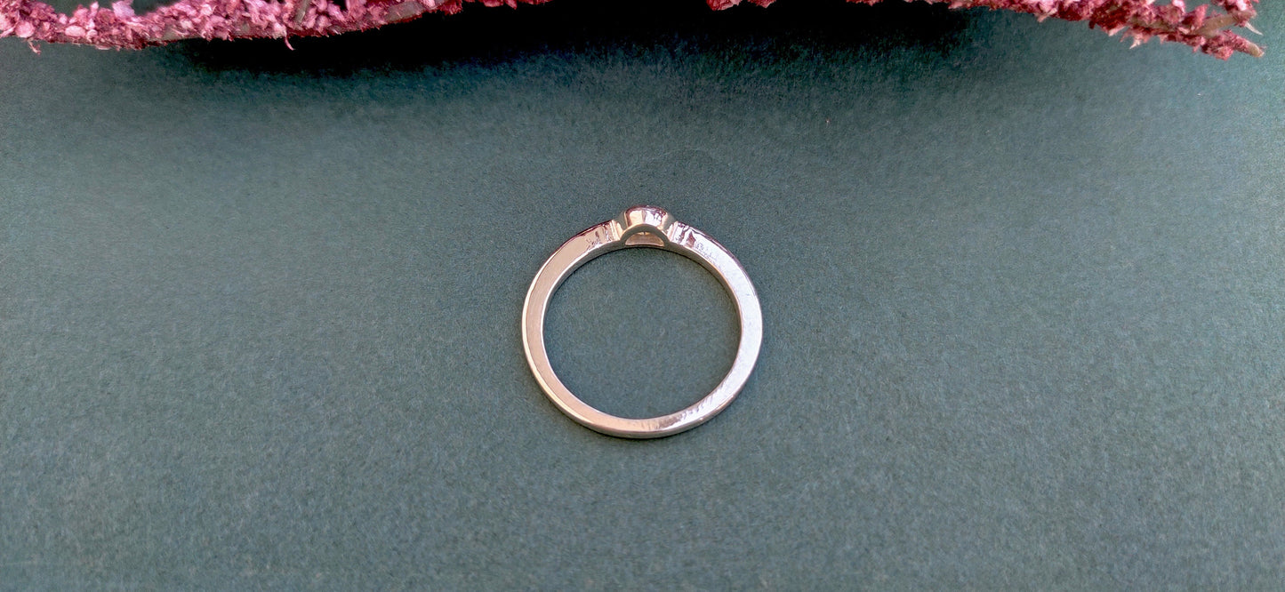 Half Moon Natural Diamond Bezel set Minimalist Solitaire Engagement ring, SGL certified, ring for her women, gift for wife, stackable ring.