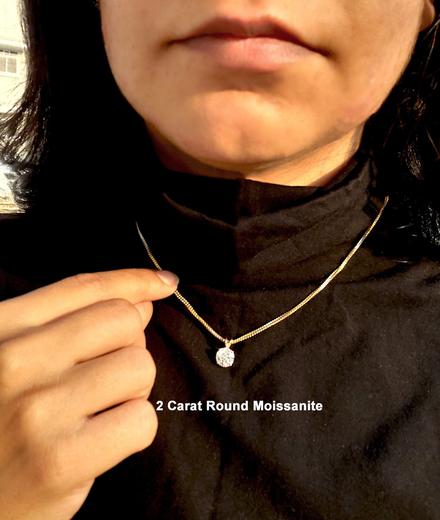 Round Moissanite Solitaire Pendant without chain, Wedding Pendant, Anniversary Gift, Gift for her, Anniversary gift for wife,Gift for mother