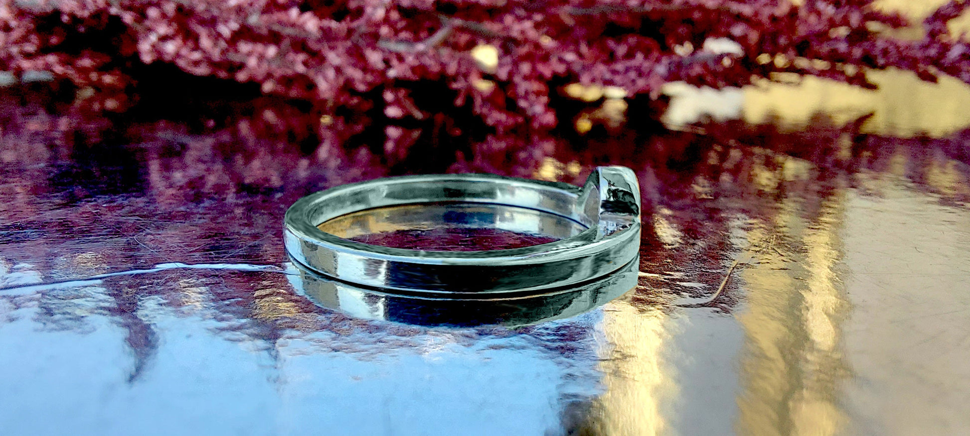 Half Moon Natural Diamond Bezel set Minimalist Solitaire Engagement ring, SGL certified, ring for her women, gift for wife, stackable ring.