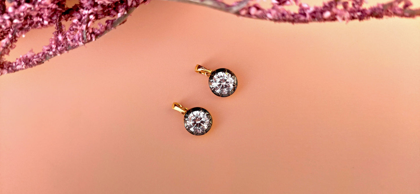 Round Cut Moissanite Pendant,also available with Swivel Clasp on request,Collet set Georgian cut down Button back set Pendant without chain.