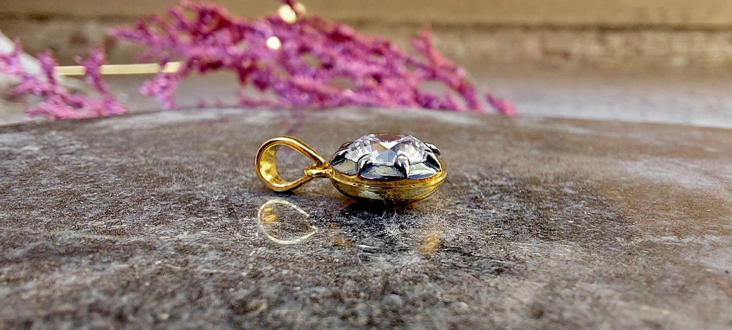 Round Cut Moissanite Pendant,also available with Swivel Clasp on request,Collet set Georgian cut down Button back set Pendant without chain.