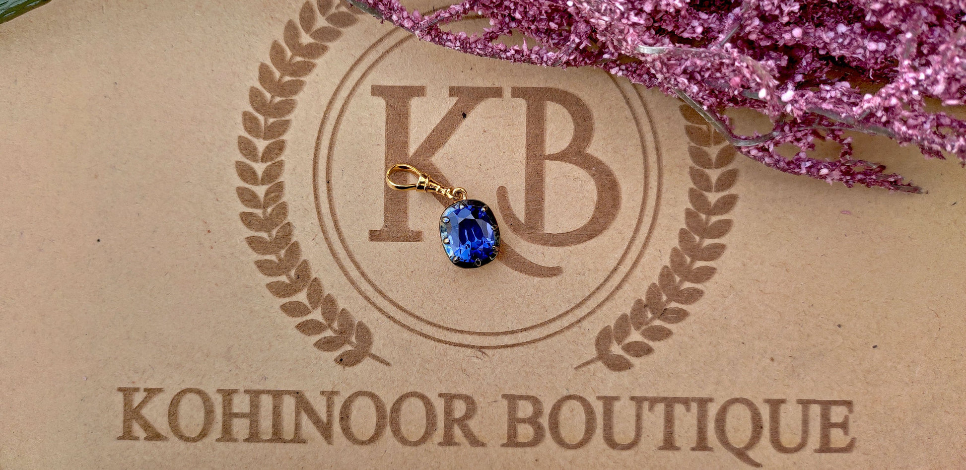 Elongated Cushion Cut Lab Blue Sapphire Pendant ready to ship, Collet set Georgian cut down set Pendant without chain, Wedding Pendant