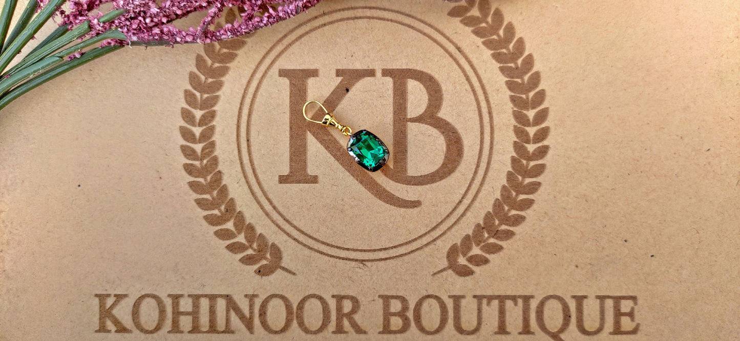 Cushion Cut Lab Emerald Pendant, Collet set Georgian cut down set Pendant without chain, Wedding Pendant, Anniversary Gift