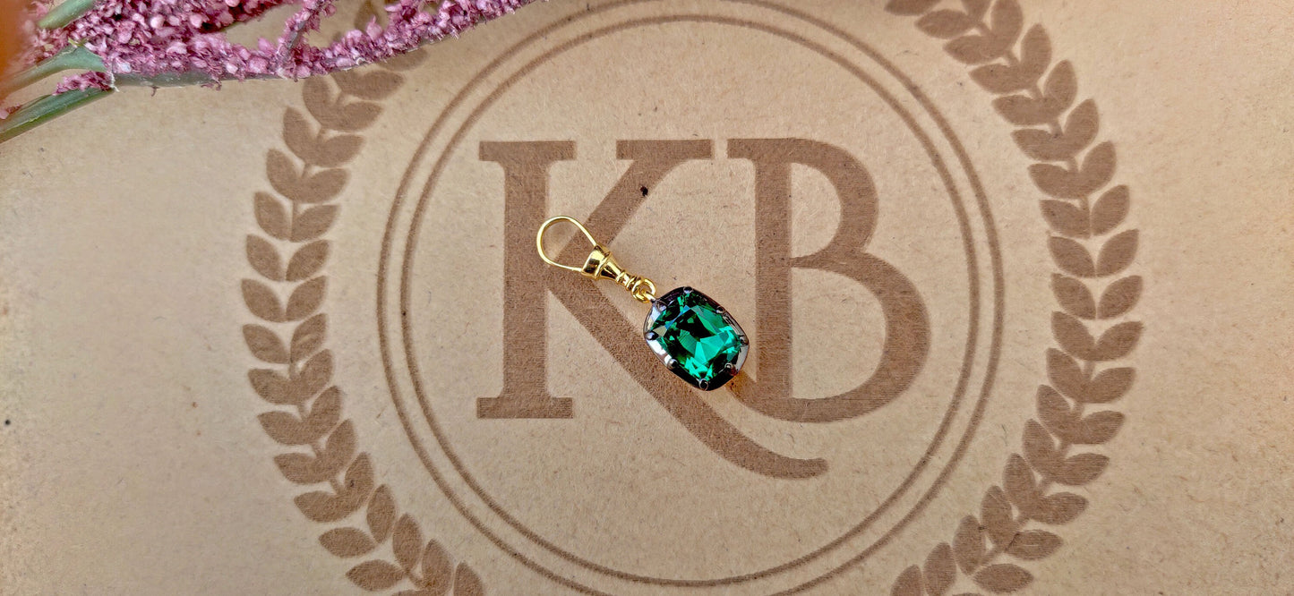 Cushion Cut Lab Emerald Pendant, Collet set Georgian cut down set Pendant without chain, Wedding Pendant, Anniversary Gift