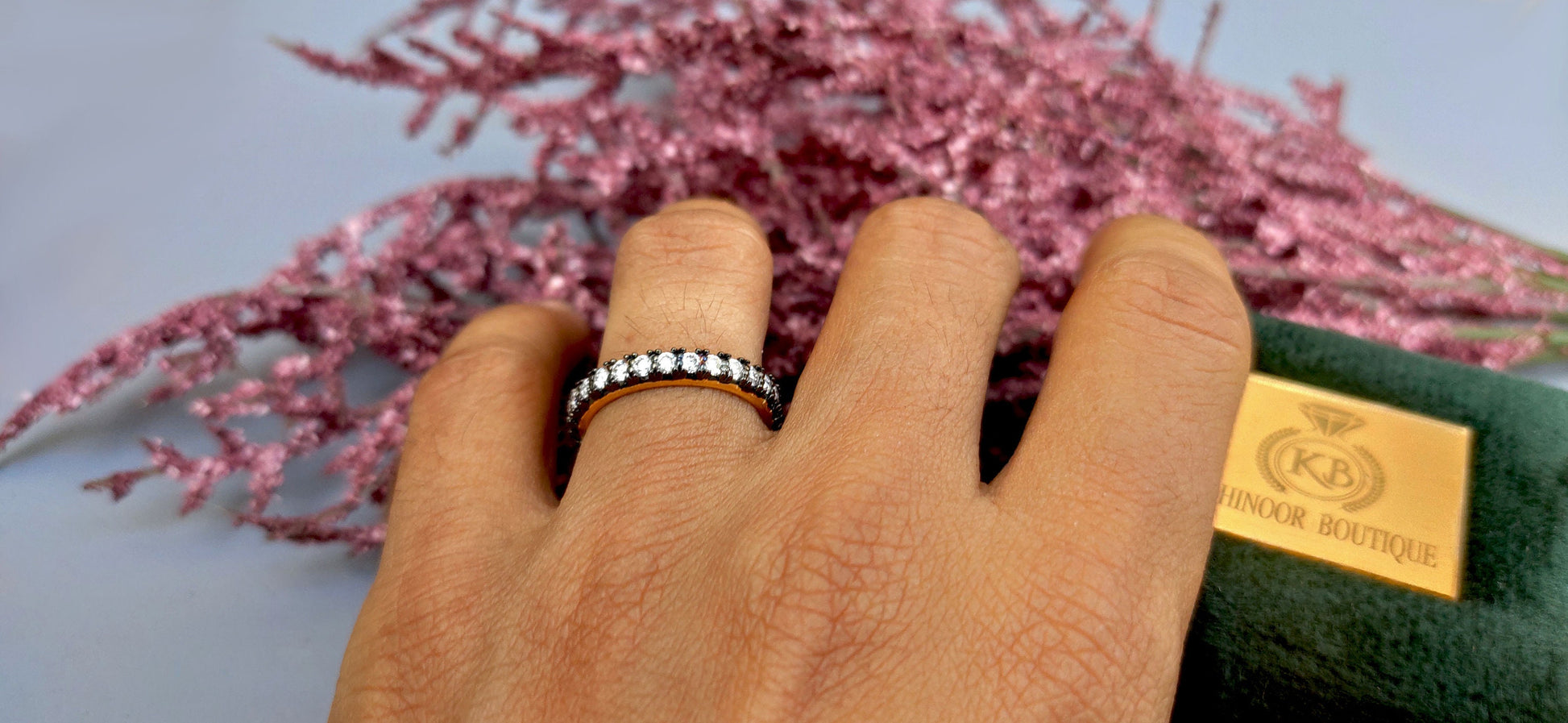 Lab grown diamond Georgian Cut-Down Blackened Gold eternity band, also available in half eternity,blackened gold wedding band,band for women