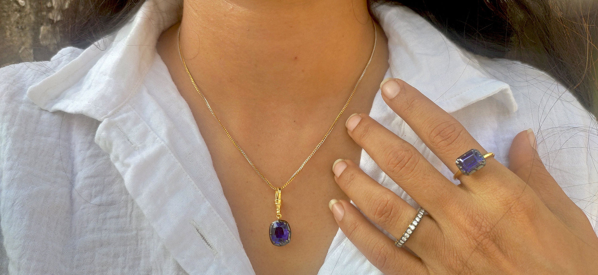Elongated Cushion Cut Lab sapphire Pendant, Collet set Georgian cut down set Pendant without chain, Wedding Pendant, Anniversary Gift