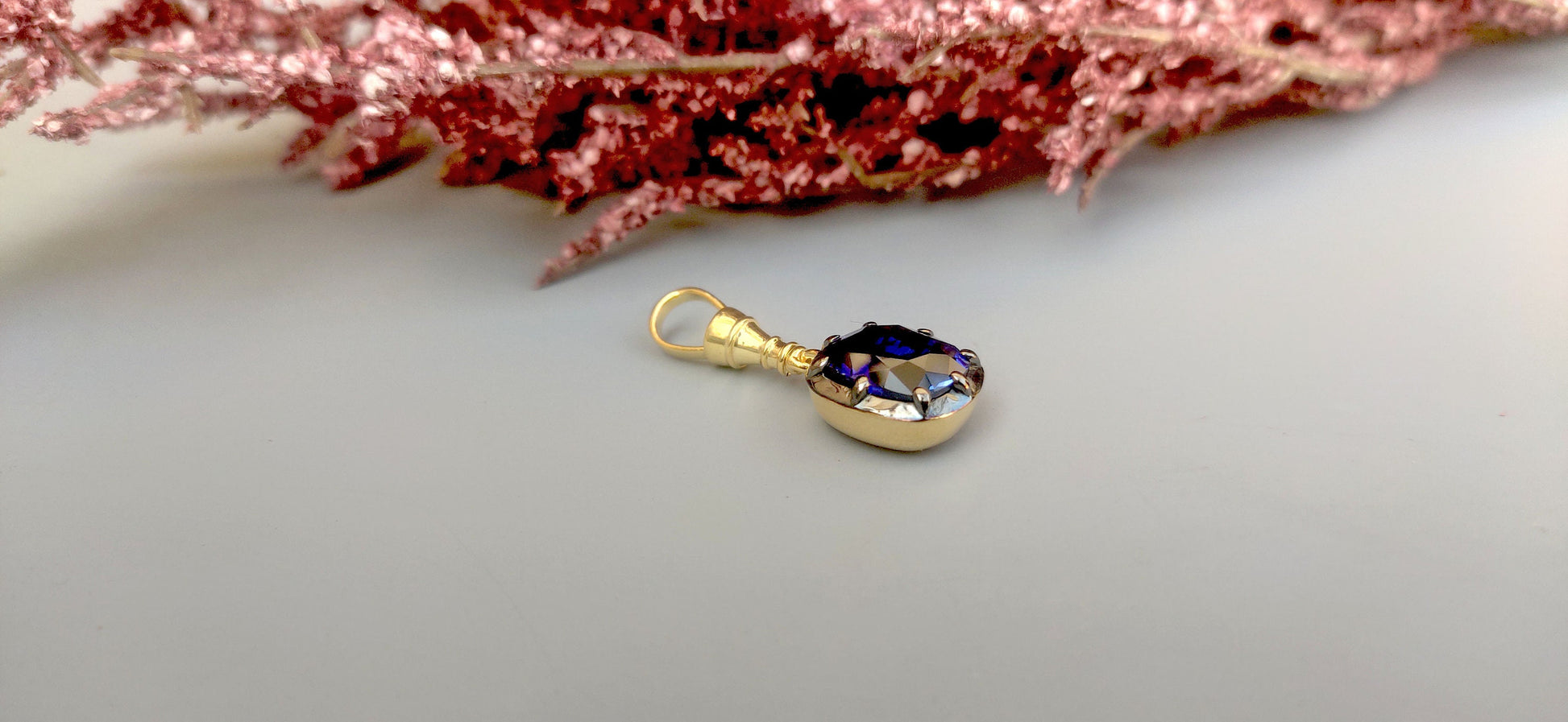 Elongated Cushion Cut Lab sapphire Pendant, Collet set Georgian cut down set Pendant without chain, Wedding Pendant, Anniversary Gift