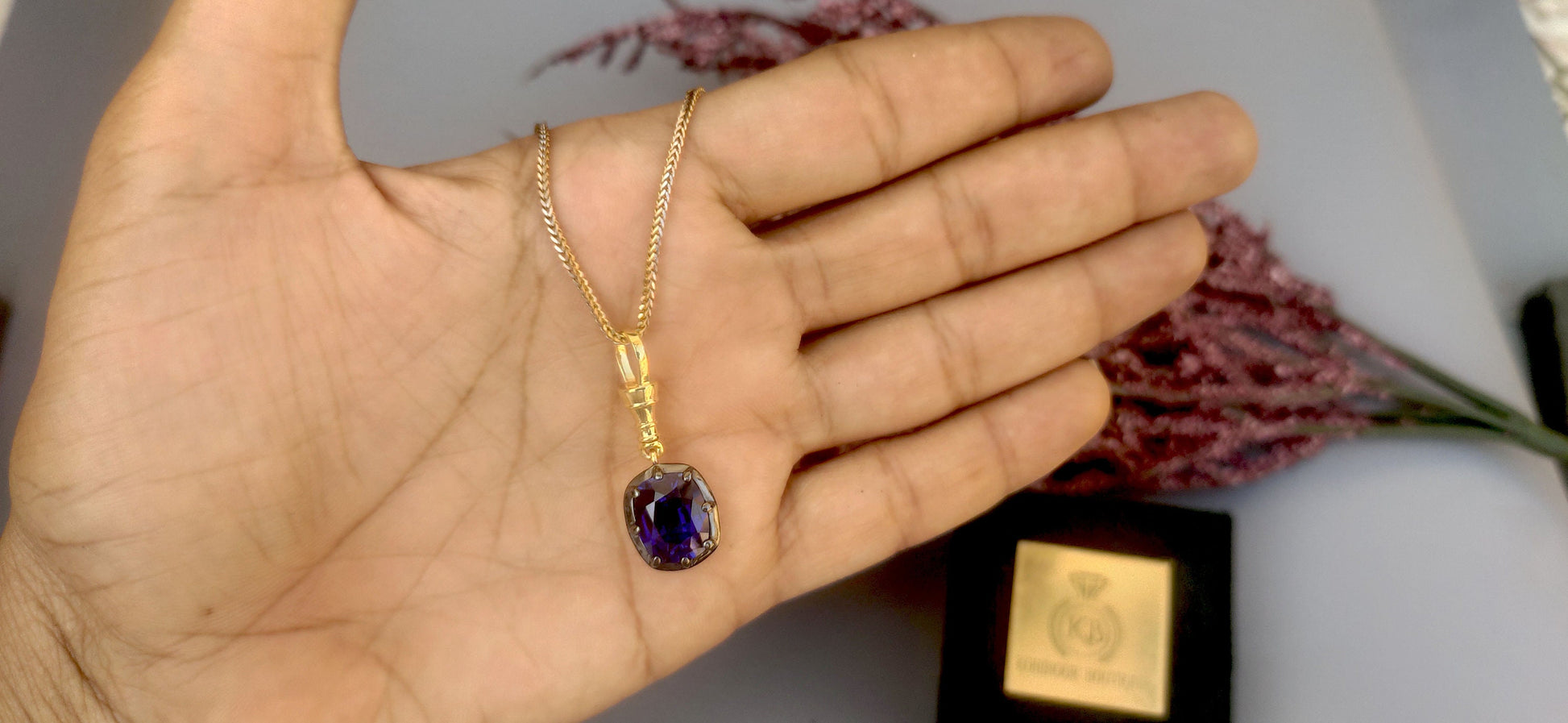 Elongated Cushion Cut Lab sapphire Pendant, Collet set Georgian cut down set Pendant without chain, Wedding Pendant, Anniversary Gift