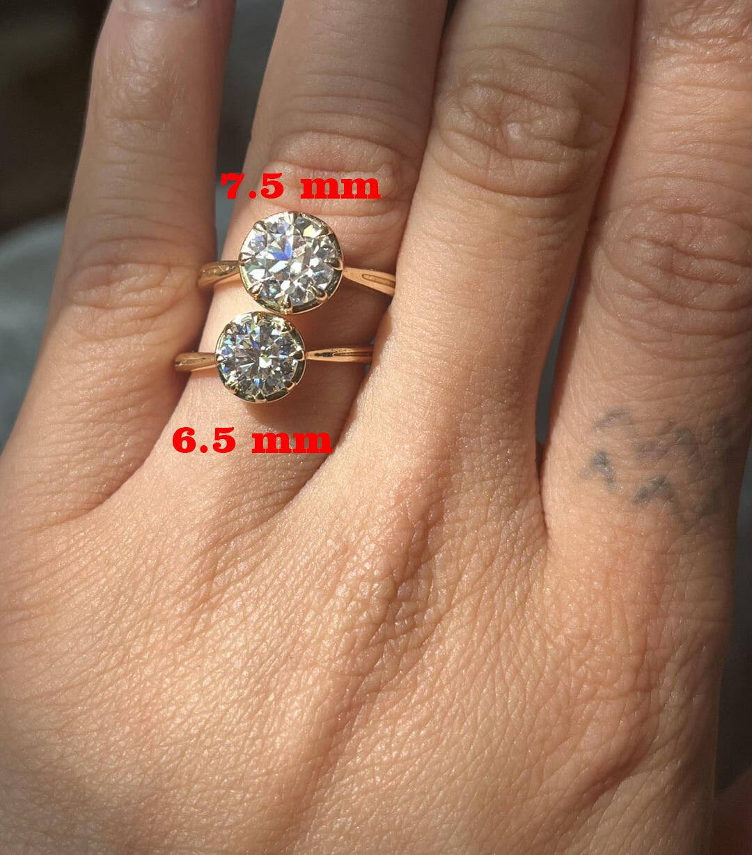 Old European Cut OEC Georgian cut down bezel set Moissanite Solitaire Engagement Ring, Ring for her, Gift for her, Promise proposal ring