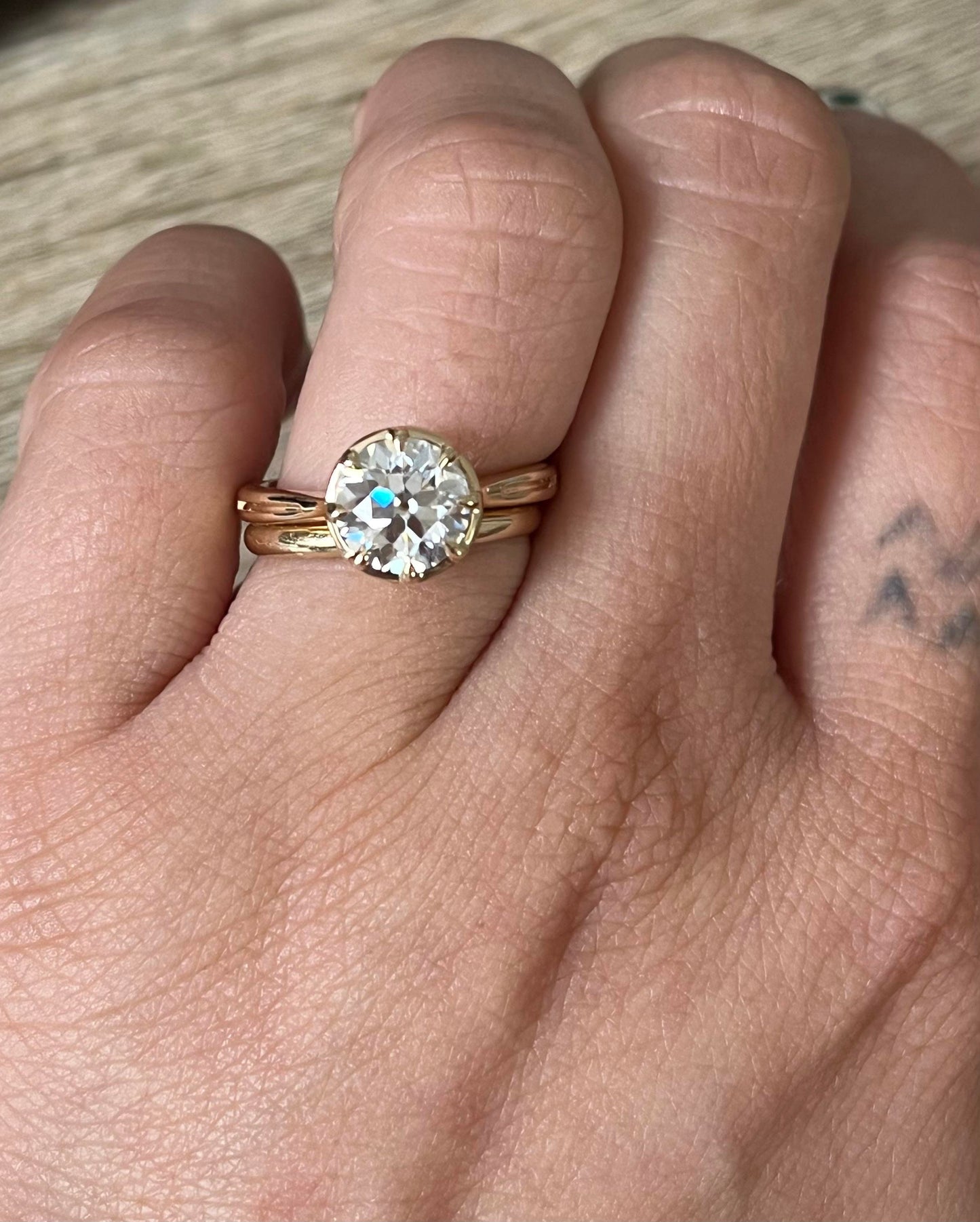 Old European Cut OEC Georgian cut down bezel set Moissanite Solitaire Engagement Ring, Ring for her, Gift for her, Promise proposal ring