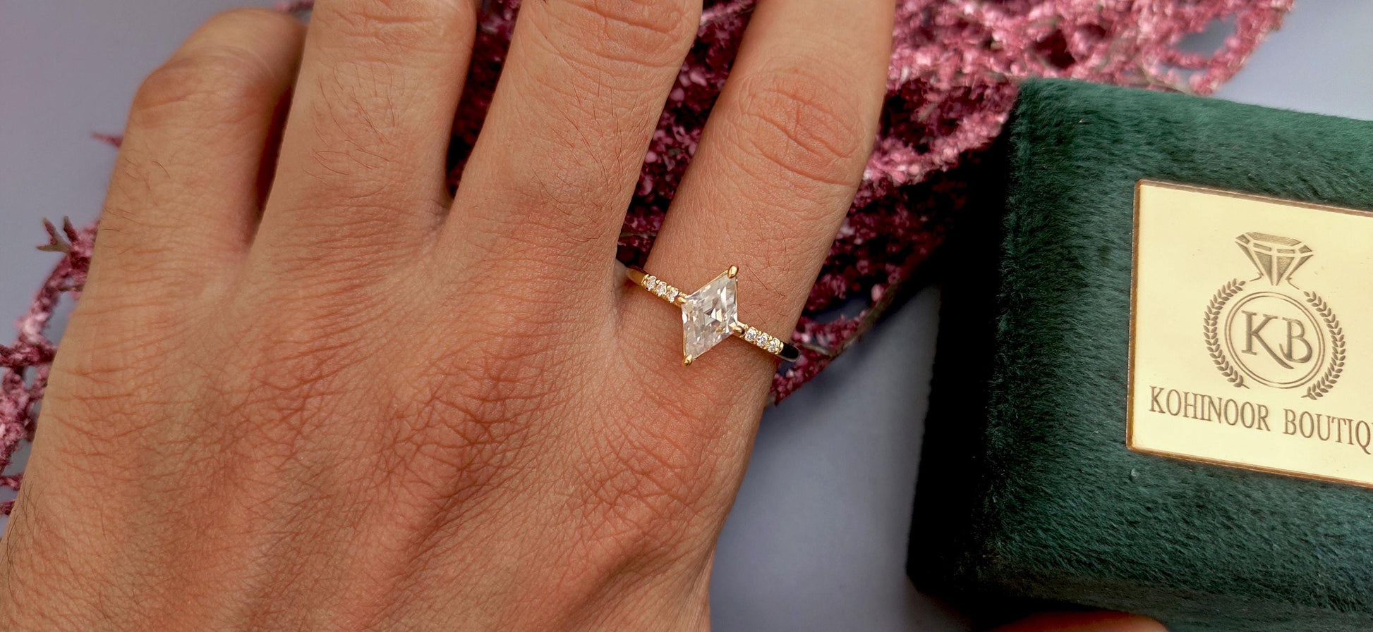 Step Cut Lozenge Cut moissanite Solitaire Engagement Ring with side pave, Gift for her, Rings for women, Promise ring, Proposal Ring