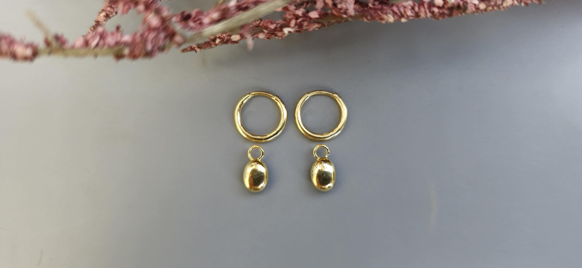 Oval Moissanite button back Georgian cut down Gypset huggie, removable hoops, statement earring, blackened gold earrings.