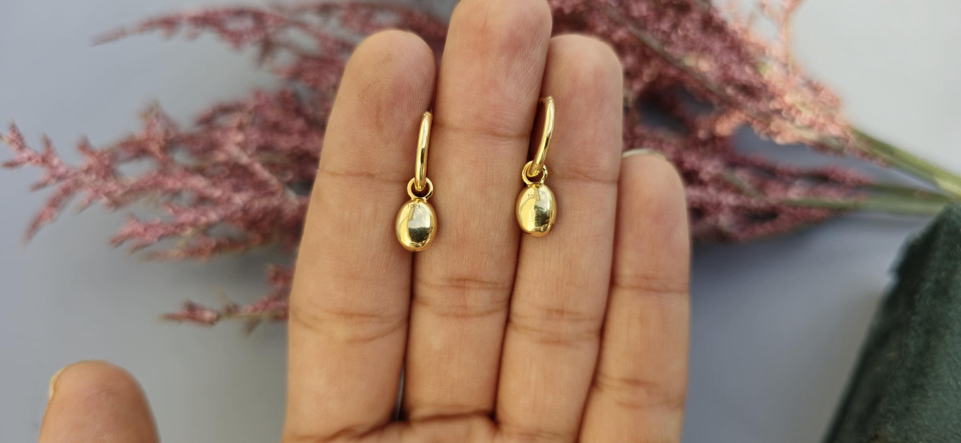 Oval Moissanite button back Georgian cut down Gypset huggie, removable hoops, statement earring, blackened gold earrings.