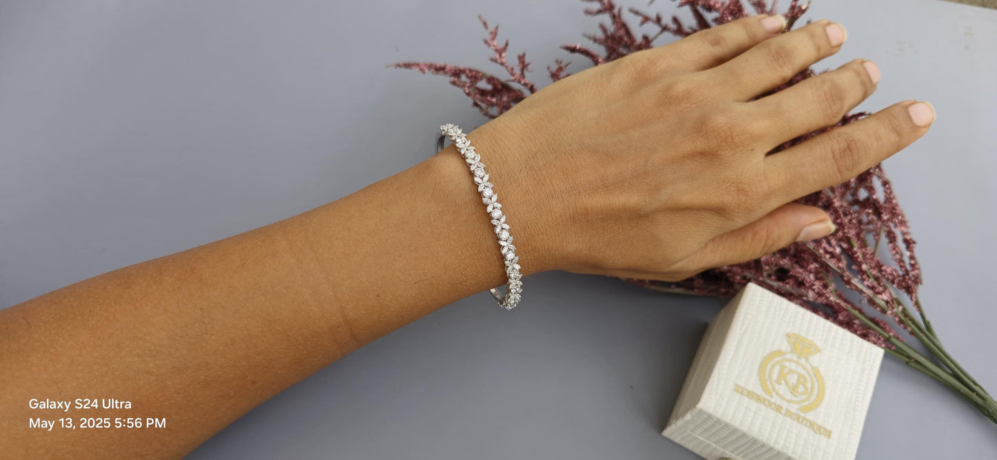 Marquise and round lab grown diamond floral bracelet, bracelet for women, bracelet for her, gift for women