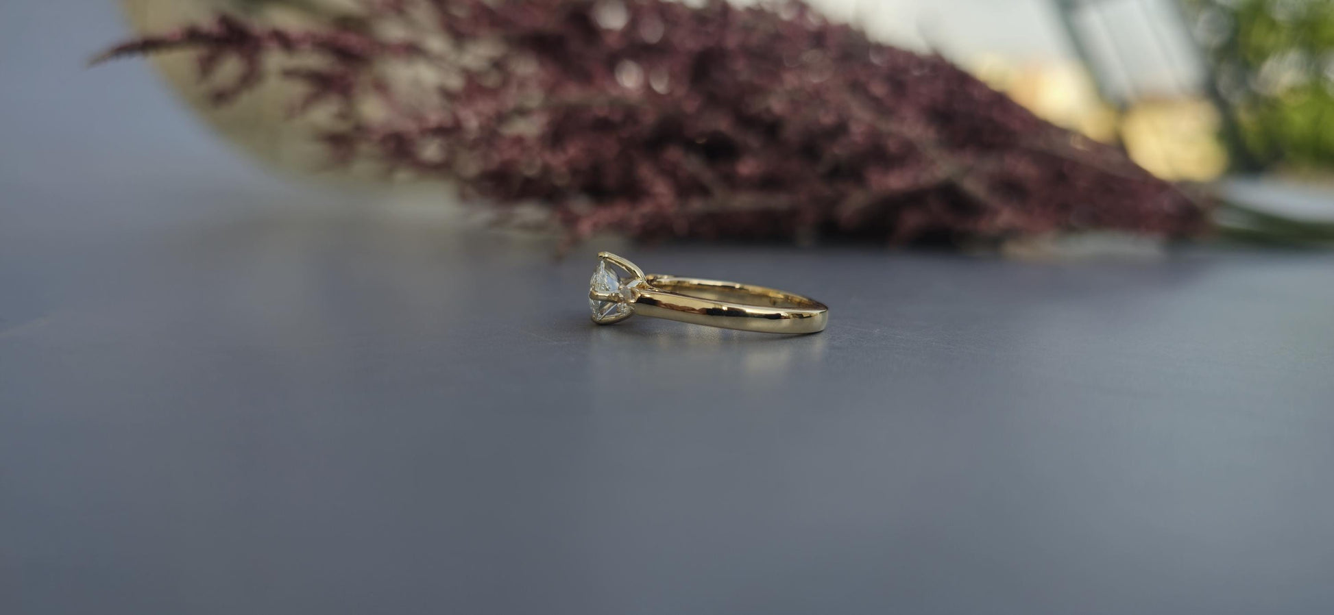 Tulip basket set Marquise moissanite 3 stone ring engagement ring, Ring for her, travel ring, ring for women