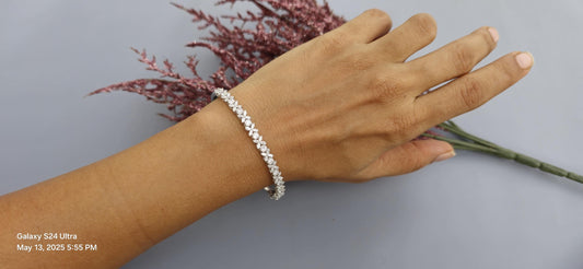 Marquise and round moissanite floral bracelet, bracelet for women, bracelet for her, gift for women