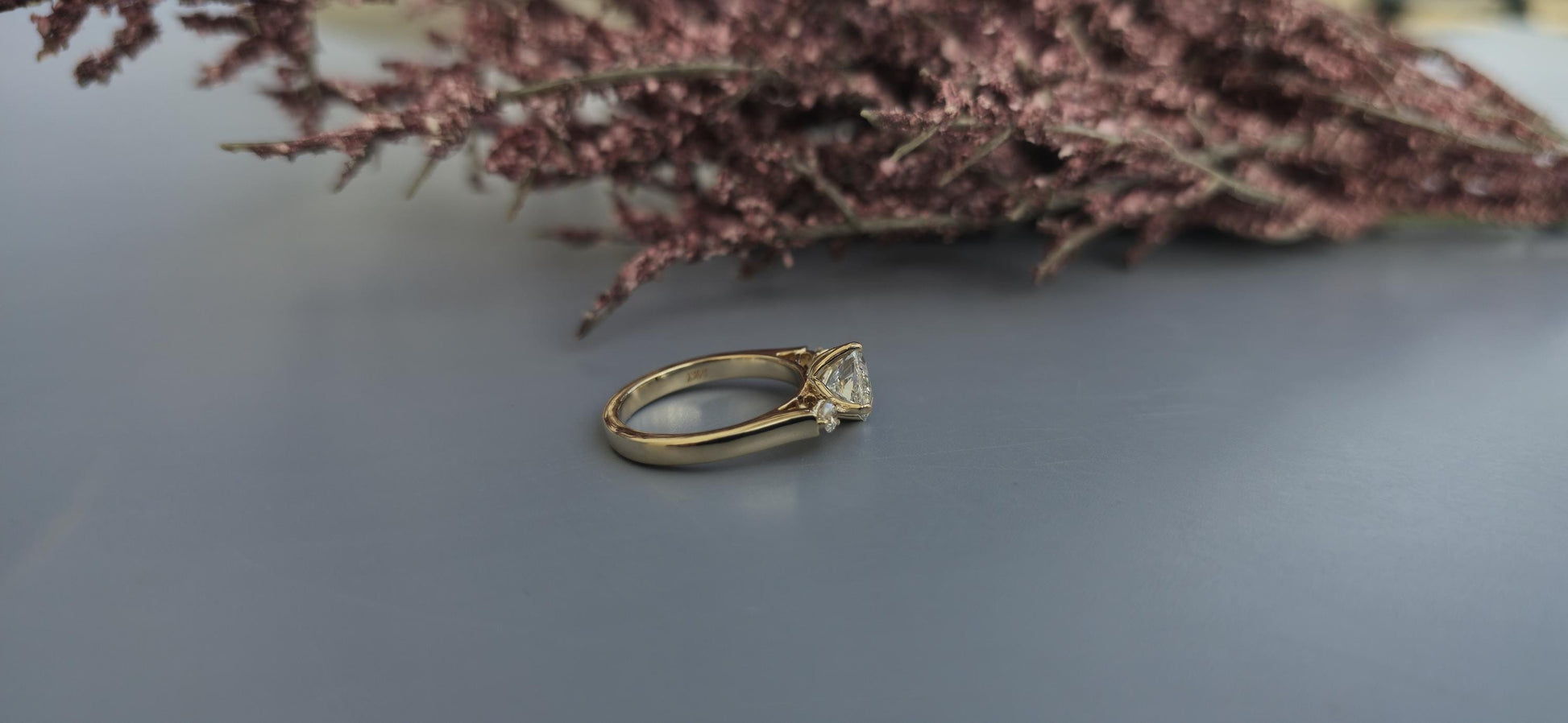 Tulip basket set Marquise moissanite 3 stone ring engagement ring, Ring for her, travel ring, ring for women