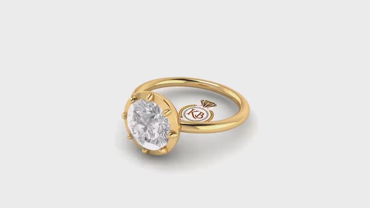 Round Button Back Georgian Cut Down Set Moissanite Solitaire Engagement ring, Ring for her, proposal Ring , Right hand statement ring.