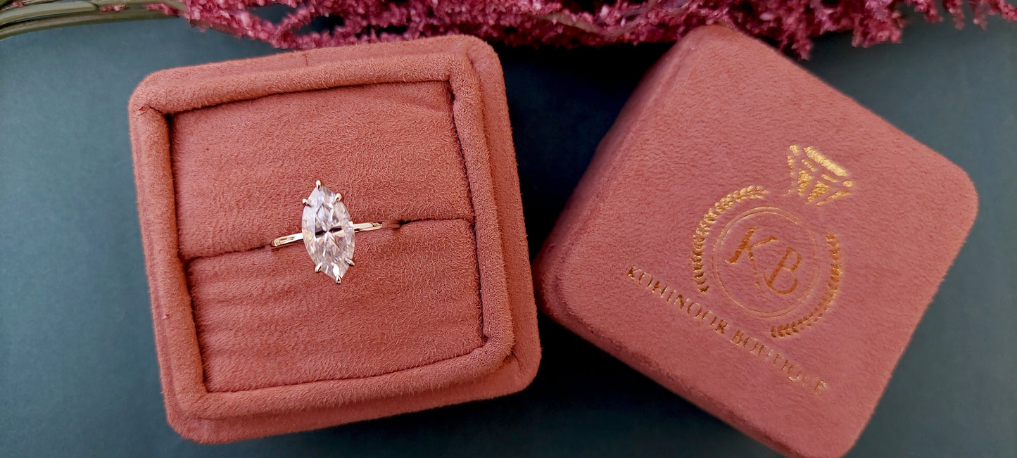 Marquise Cut Moissanite Classic Solitaire Engagement Ring, Promise ring, Proposal ring, Ring for her, gift for her
