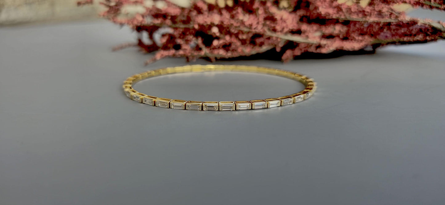 Flexible Lab grown Baguette diamond Tennis Bracelet bangle, Bracelet for women, Bracelet for her\girls, Anniversary\Birthday\Christmas gift
