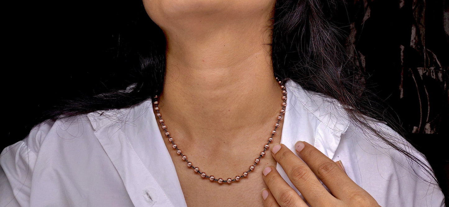 Ready to dispatch, Gold plated Ball n Chain Necklace with blackened gold links without pendant, Edwardian necklace, necklace for women