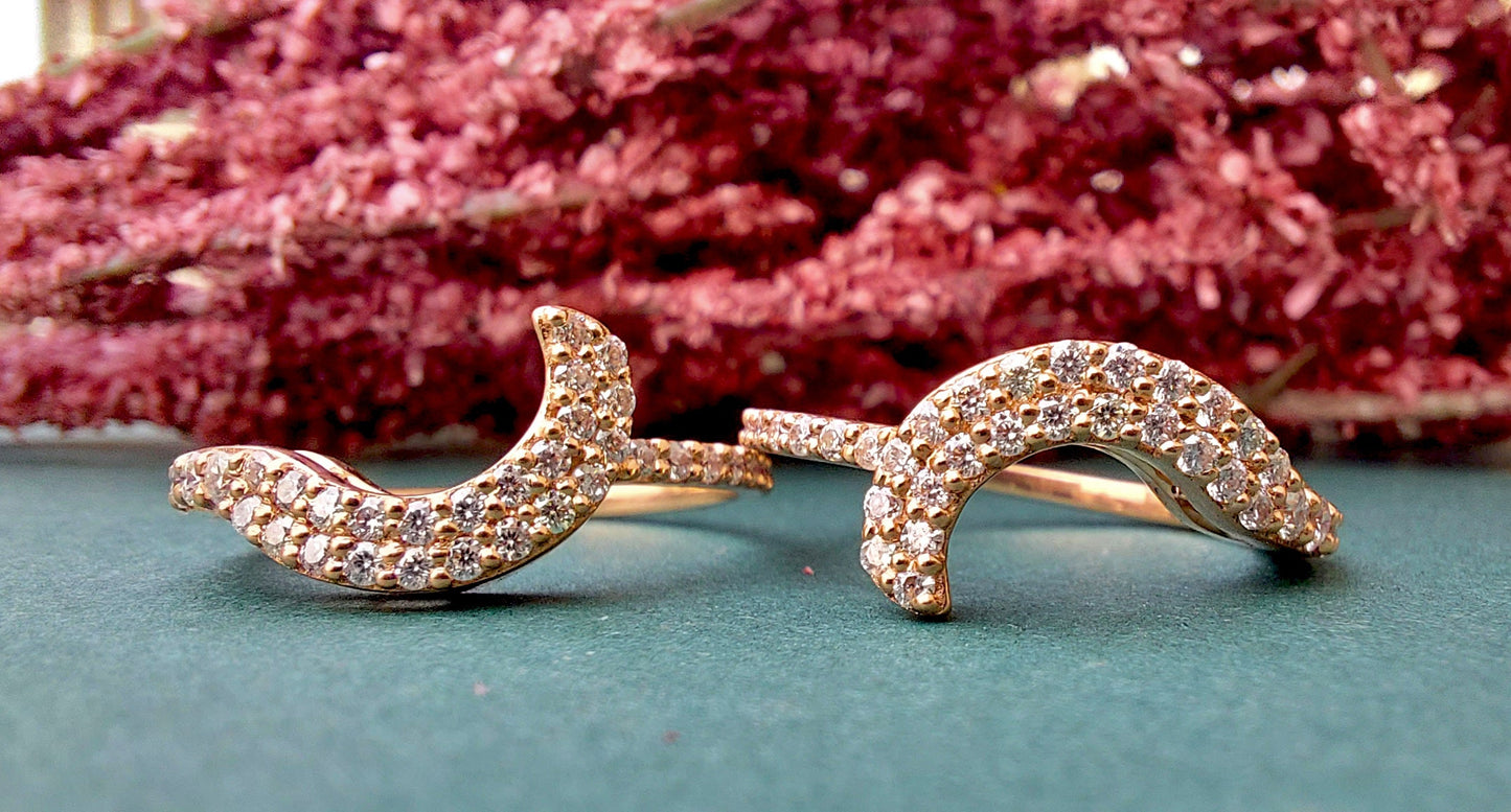 Halo Wrap Enhancer for Engagement Ring, Moissanite diamond Halo Solitaire Ring Guard for Round, Marquise, Princess cut diamonds.