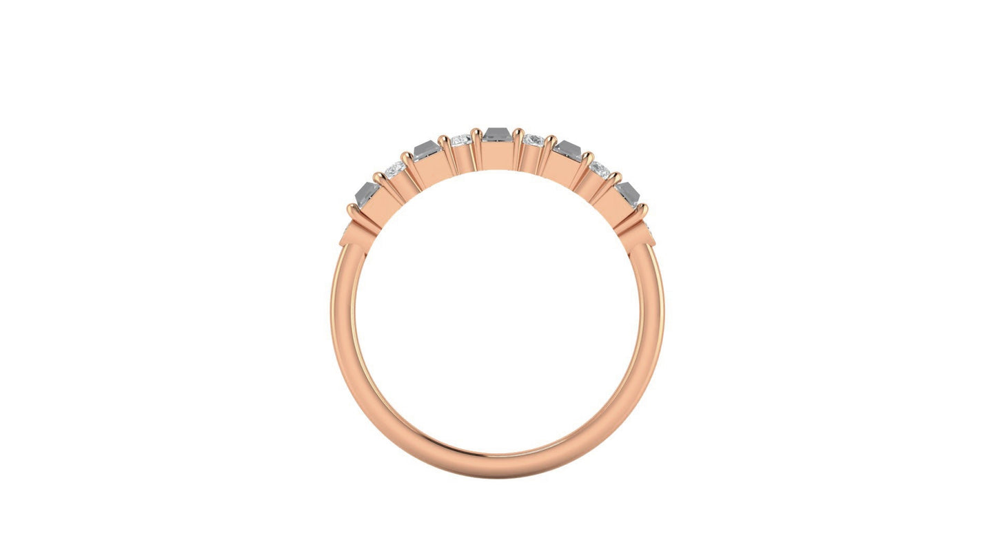 Pear & Tapered  Baguette Cut Mosaic Moissanite Half\Full Eternity Band, Minimalist Bridal stackable wedding band in White\Yellow\Rose Gold