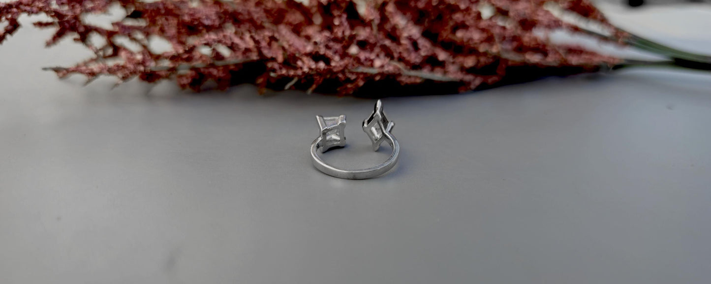 Toi Et Moi Lozenge & Princess cut colorless moissanite two stone Engagement\wedding\promise\proposal ring, gift for her