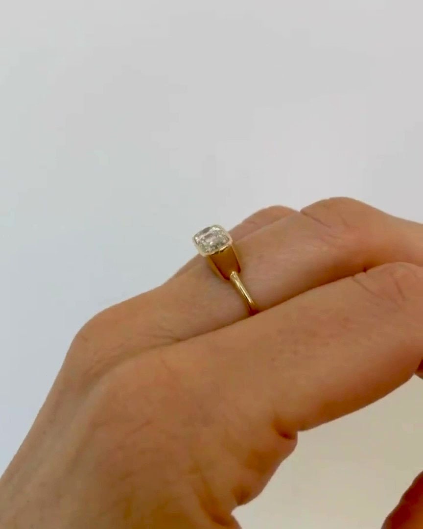 Elongated Cushion Engagement ring, Moissanite Cushion bezel East West set solitaire Ring, Ring for her, Rings for women